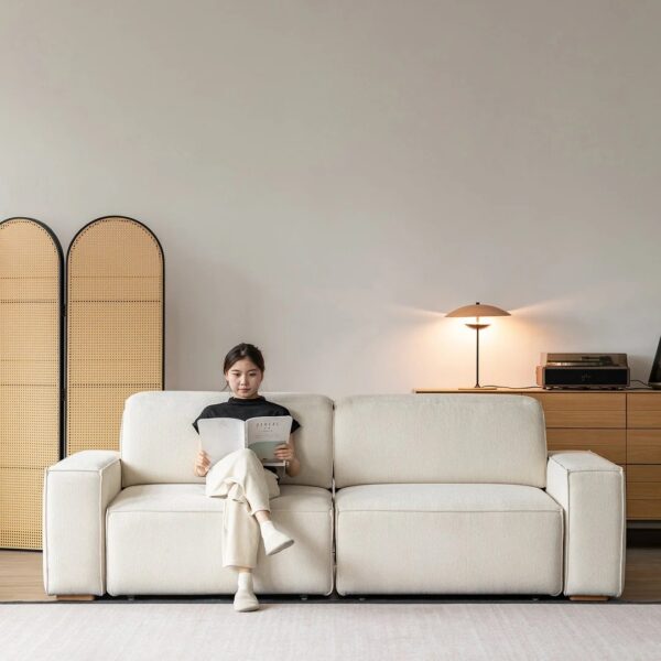 Cream Textured Fabric 3-Seater Sofa Leo Furniture